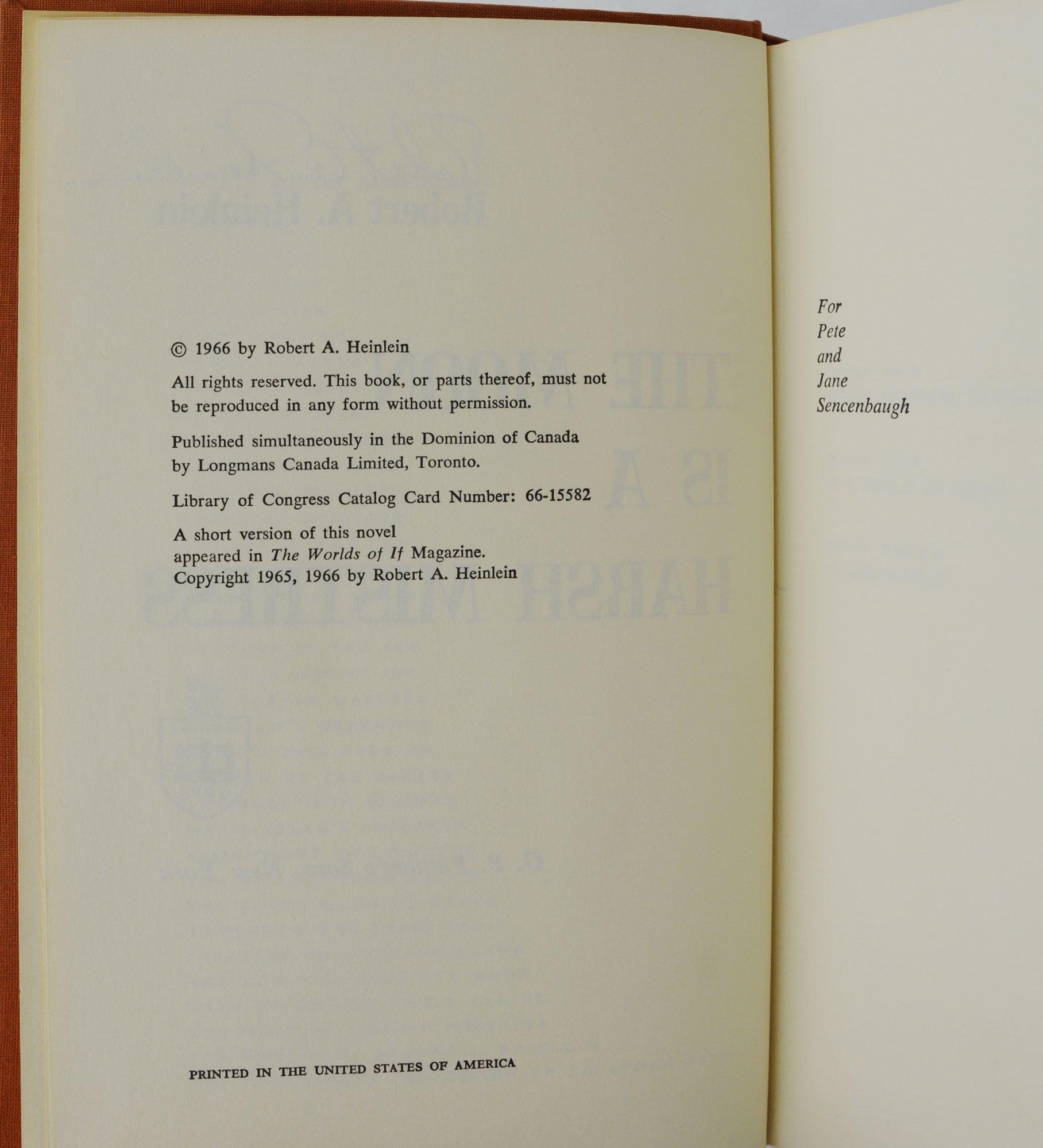 The Moon Is A Harsh Mistress Robert A Heinlein First Edition The moon is a harsh mistress robert a heinlein first edition